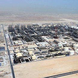 Vue aérienne de la raffinerie Shell Pearl GTL au Qatar
